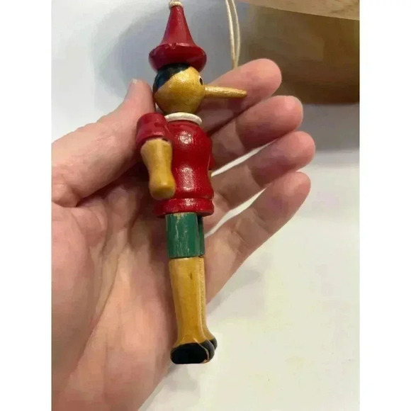 Vintage Hand Painted Wooden Pinocchio Doll Figurine Toy Made In Italy 5" - Picture 4 of 4